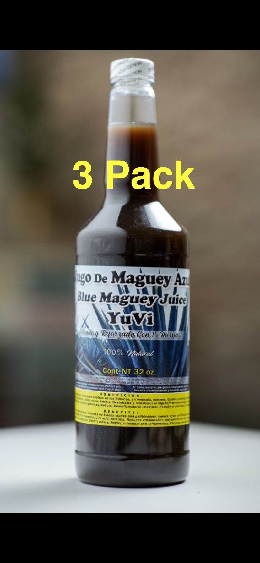 3 Pack, 3 Bottles Of Jugo De Maguey Asado