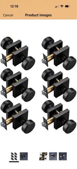 6 Pack Black Door Knobs Interior with Non Locking for Hall Zinc Square Rosette, Flexible Turn for Passage Door Product Images and Videos (AI Generated
