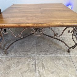 Solid Wood And Iron Square Coffee Table $50