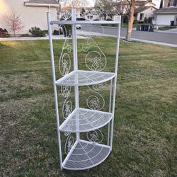 Bakers Rack Plant Stand Corner Piece Home Decor Decoration Collapsible White