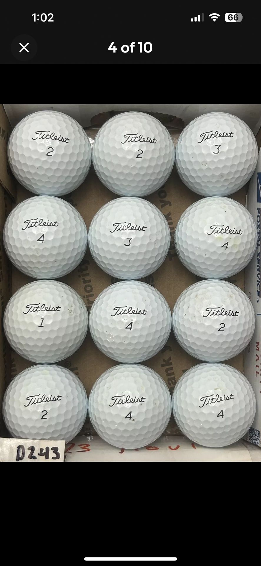 12 Titleist Pro V1 White Golf Balls 5/4a Lot D243