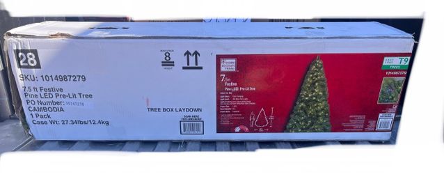 Home Accents Holiday 7.5 ft Festive Pine LED Pre-Lit Artificial Christmas Tree T9
