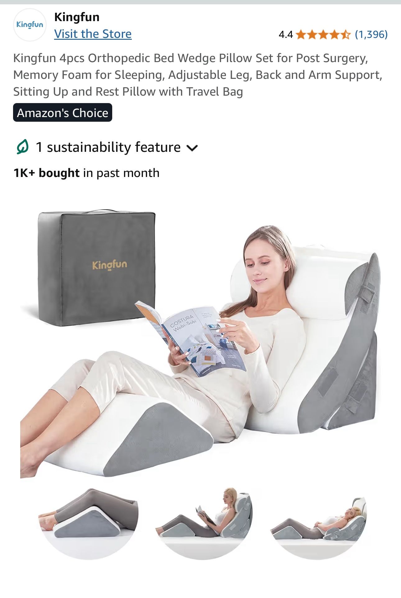 Memory Foam Bed Wedge Pillow