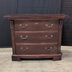 Thomasville Dark Wood Three-Drawer Dresser with Ornate Hardware