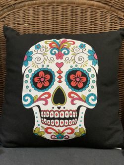 Stratford Home “Day of the Dead” Black Canvas Decorative Pillow
