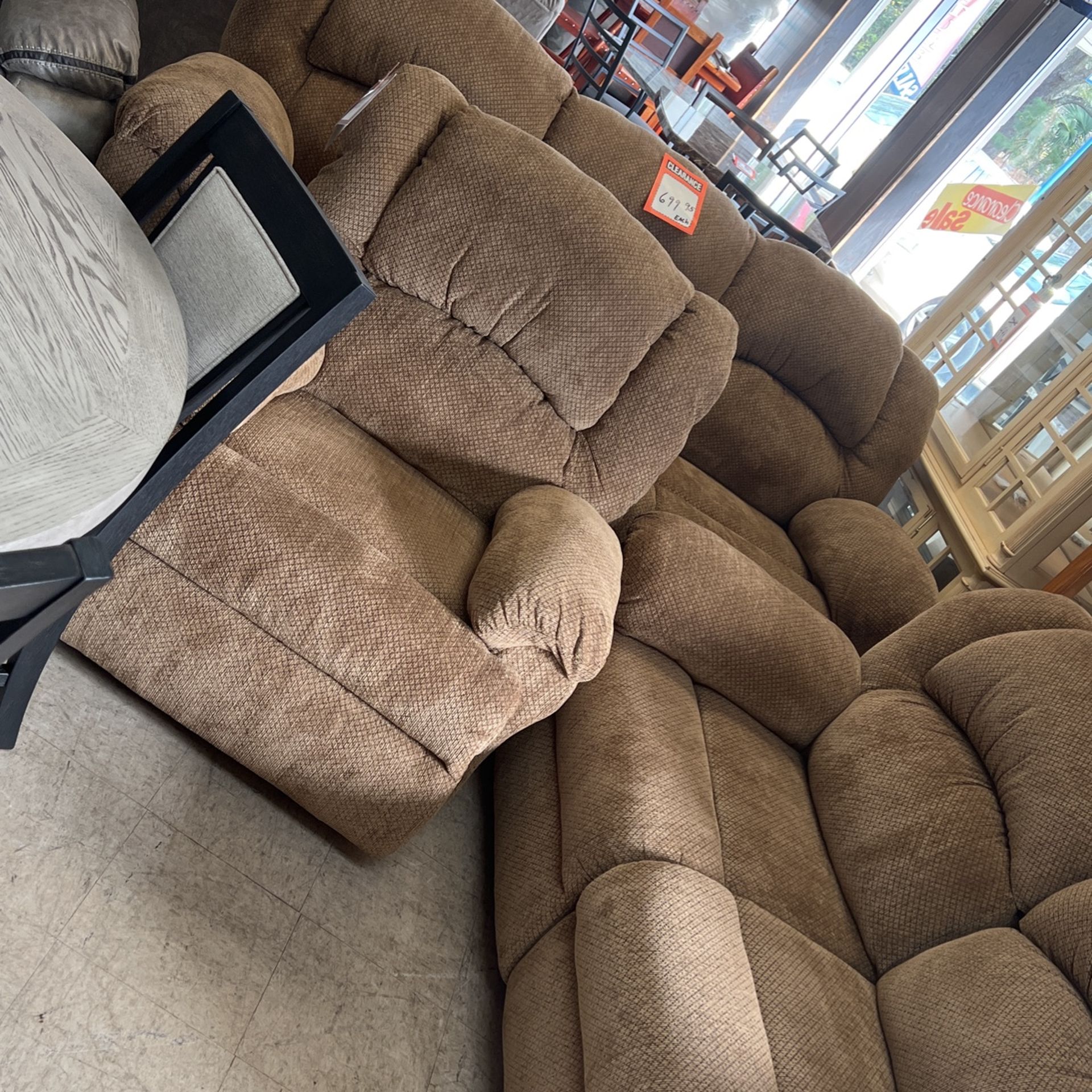 Brand new three-piece recliner group, so far loveseat, and reclining rocker chair