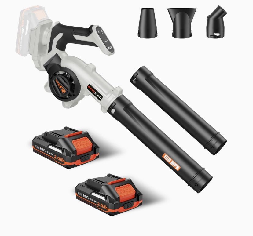 Patodor Leaf Blower P07 Cordless 2 Batteries 3 Nozzles Open Box