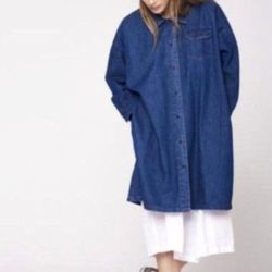 LACAUSA Nena Denim Jacket Shirt Dress Size M/L