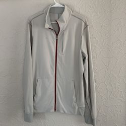 LULULEMON MENS ATHLETIC FULL ZIP JACKET SIZE LARGE SILVER & MAROON NICE