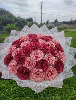 Bouquet of eternal roses pink and maroon