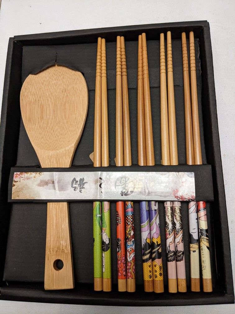 Oriental Wooden Chopsticks And Rice Spatula