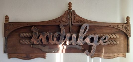 Wood & Metal Cursive "indulge" Sign
48 inch. X 20 inch.