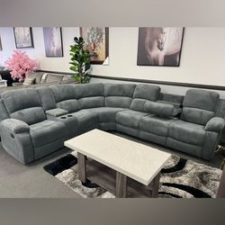 Gray Reclining Sectional Sofa