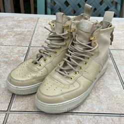 Nike SF-AF1 Mid Mushroom Light Bone Zip Sneakers Size 9.5