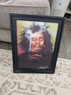 This Haiyan 3D lenticular poster features a vibrant portrait of Bob Marley with a black frame