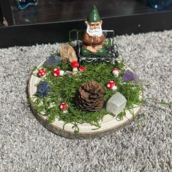 Self Made Little Garden With Gnome