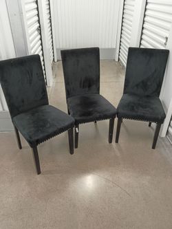 Dining Chairs (3 Pieces), Upholstered Fabric With Nailhead Trim
