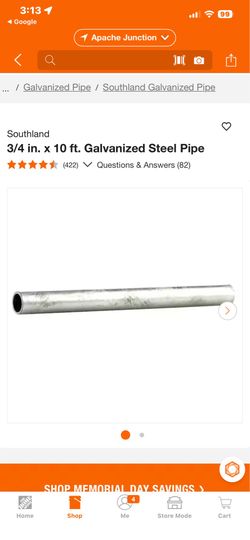 10ft 3/4 inch galvanized steel pipe