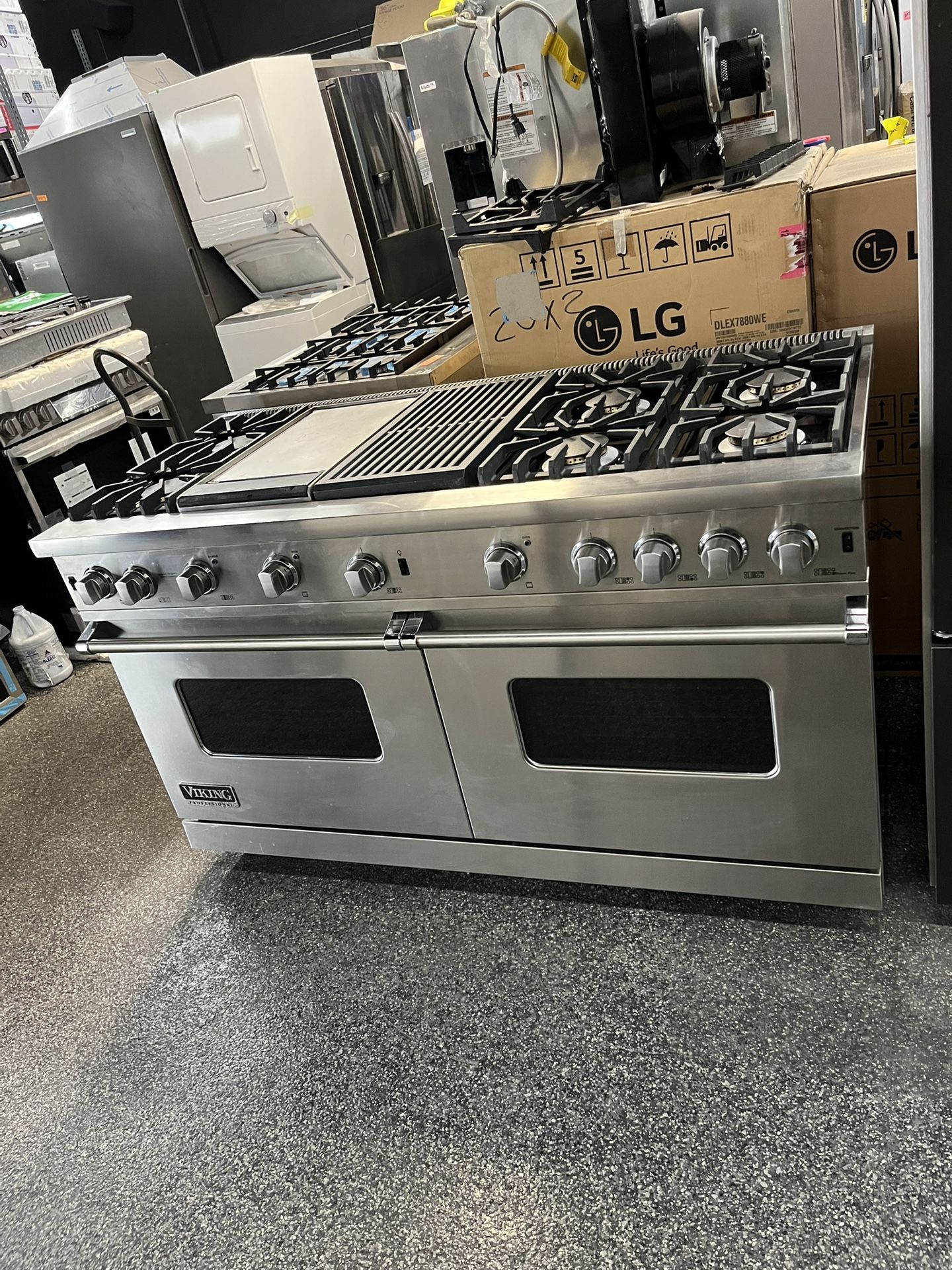 Stainless Steel Viking Professional 60 Inch Range Stove All Gas Griddle Grill