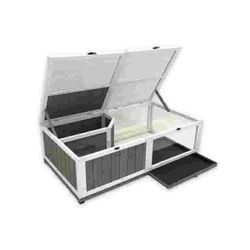 Indoor Turtle Enclosure Outdoor Reptile Cage with Removable Bottom, Light Support, Openable Roof 43.1 x 24 x 12.8 in(White + Grey)  