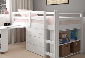 Loft bed with mattress