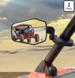 UTV Side Mirrors for 1.65-2 inch Roll bar Compatible with Polaris RZR, Can-Am Maverick X3, Pioneer, Talon, Teryx, Gator, CFMOTO, Multi-Adjustment Conv