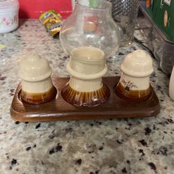 Salt And Pepper. Plus Candle Holder 