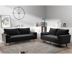  Like-New 2-Piece Velvet Sofa + Loveseat Set – Smoke Free Home 