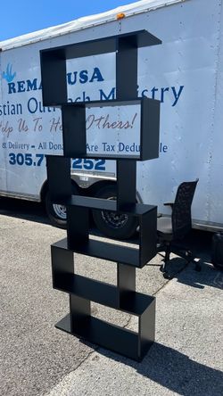Black Geometric Bookshelf Display Tower