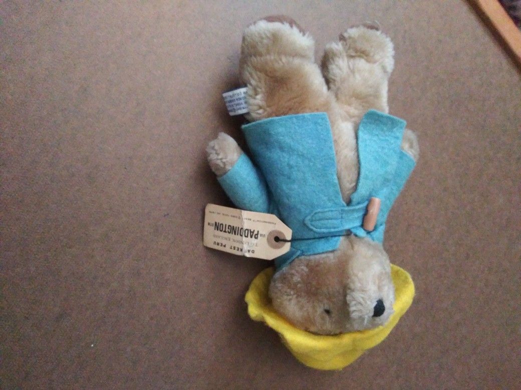 Vintage Paddington Bear Stuffed Plush 1975 Eden Toys Darkest Peru London England w/ Tag