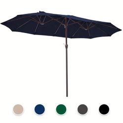 15ft Rectangular Outdoor Patio Umbrella Double Sided
