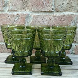 Vintage Colony Park Lane Green Water Goblets 