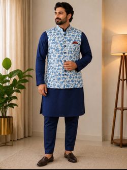 Skavij Floral Vest And Kurta Set -XL