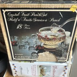 Vintage Crystal Punch Bowl Set
