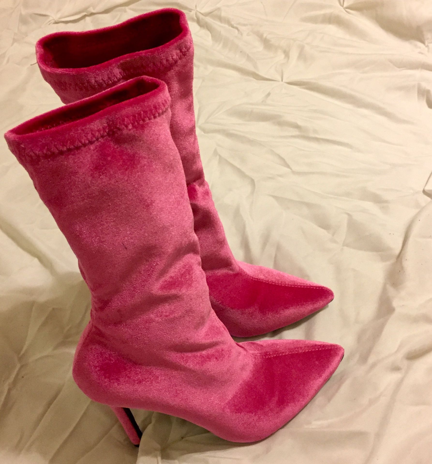 Pink Velvet Boots