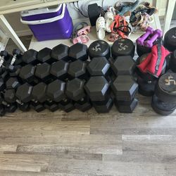 5-100 Hampton Rubber Commercial Dumbells 