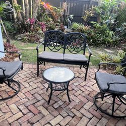 Patio Furniture - Black Metal With Cushions 