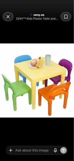 ZENY Kids Plastic Table and 4 Chairs Set