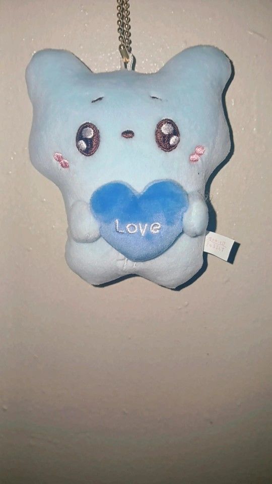 Small Blue Love Kitty Keychain Plushie