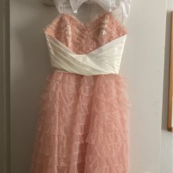 Vintage Pink And White Prom Formal Midi Length Dress 