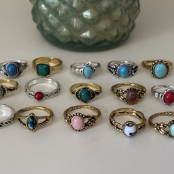 Lot Of 15 Brand New Gemstone Rings