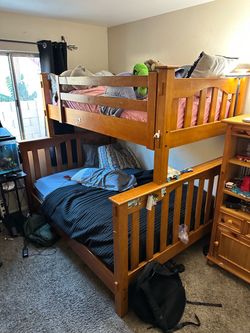 Solid Wood Twin Over Full Bunk Bed