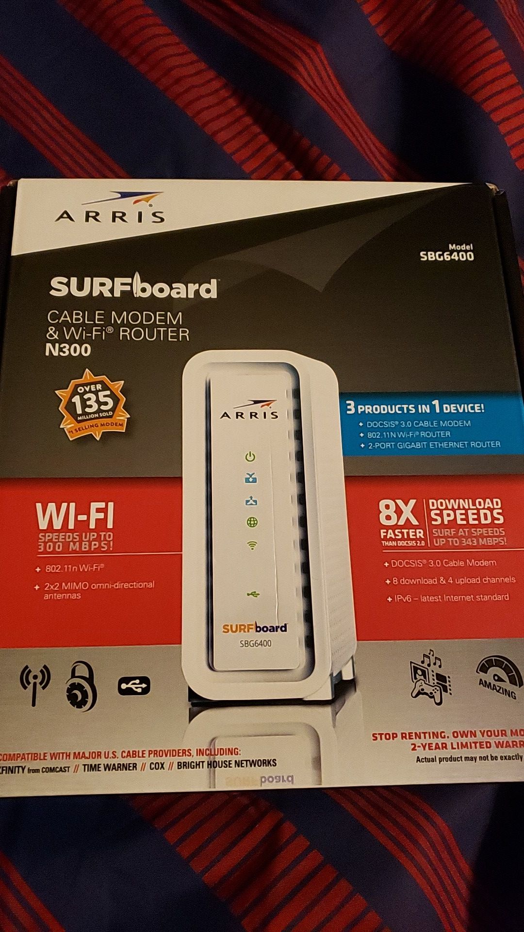 Cable modem and WiFi router.