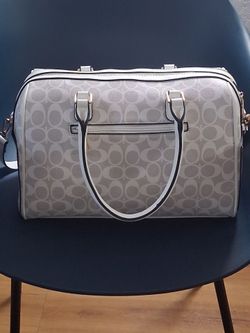 Calvin Klein Matching Satchel Bag & Wallet Set – Cream/White Monogram