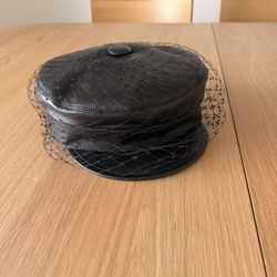 Dior Leather Veiled Beret – Black – Size 59 – w/ Box – Authentic