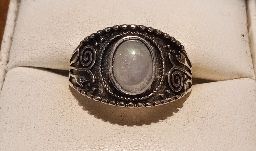 Iodized Sterling Silver Moonstone Ring.