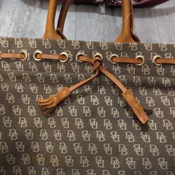 Authentic Dooney And Bourke Vintage Monogram Canvas Tote Bag New 