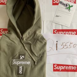 SUPREME Cross  Box Logo Hoodie Large ( Olive )