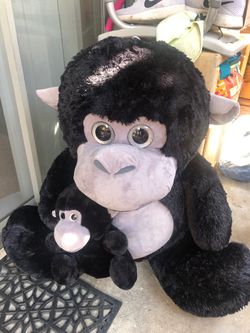Large Gorilla Plush with Baby Stuffed Animal