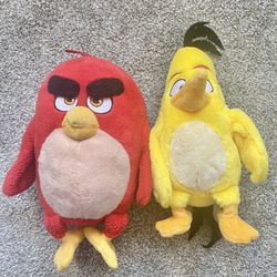 ANGRY BIRDS PLUSHIES A SET OF 2,, CHUCK AND RED
